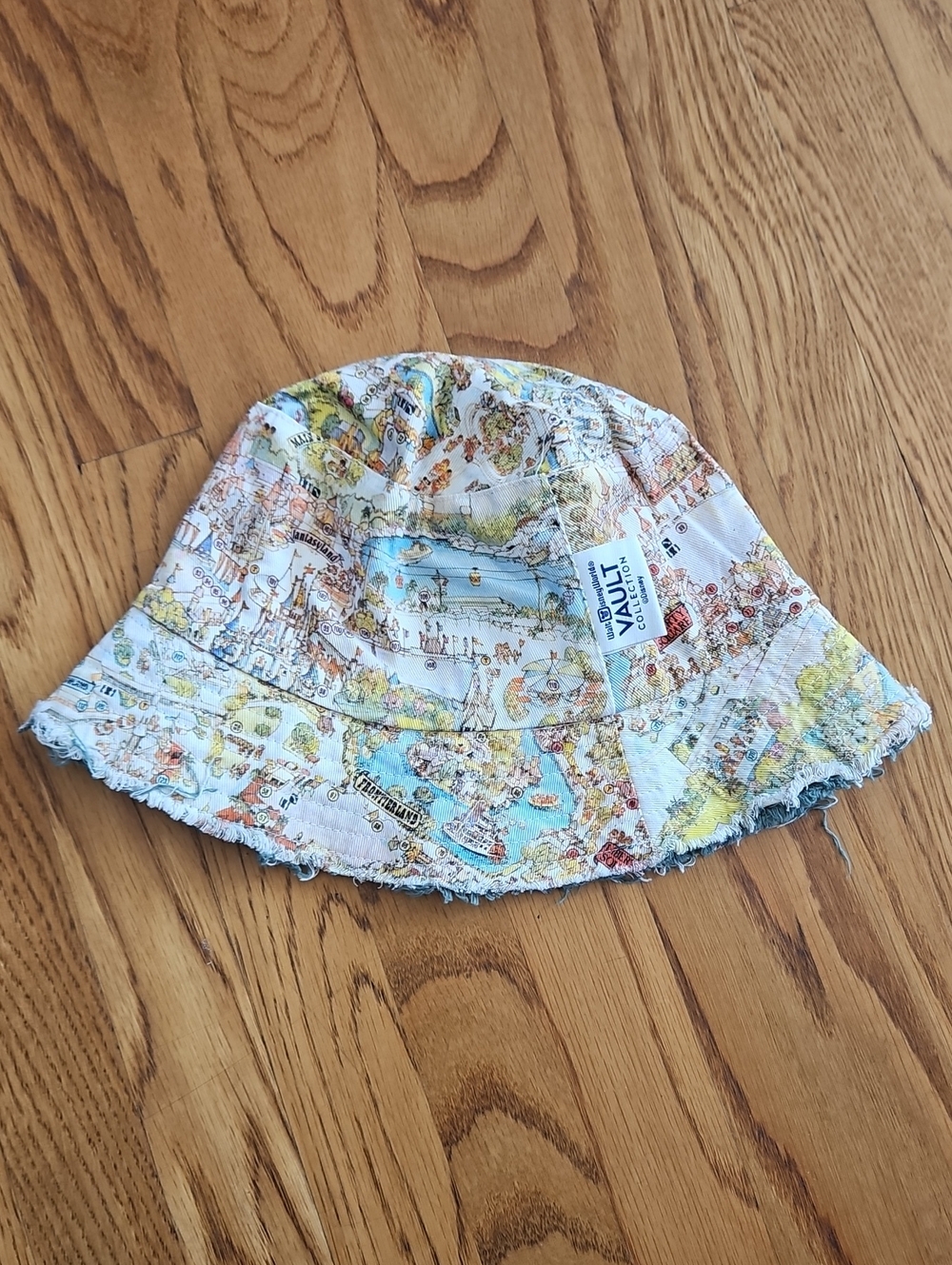 Disney Map-Print Bucket Hat in Cream, Blue, Yellow, Green, Brown